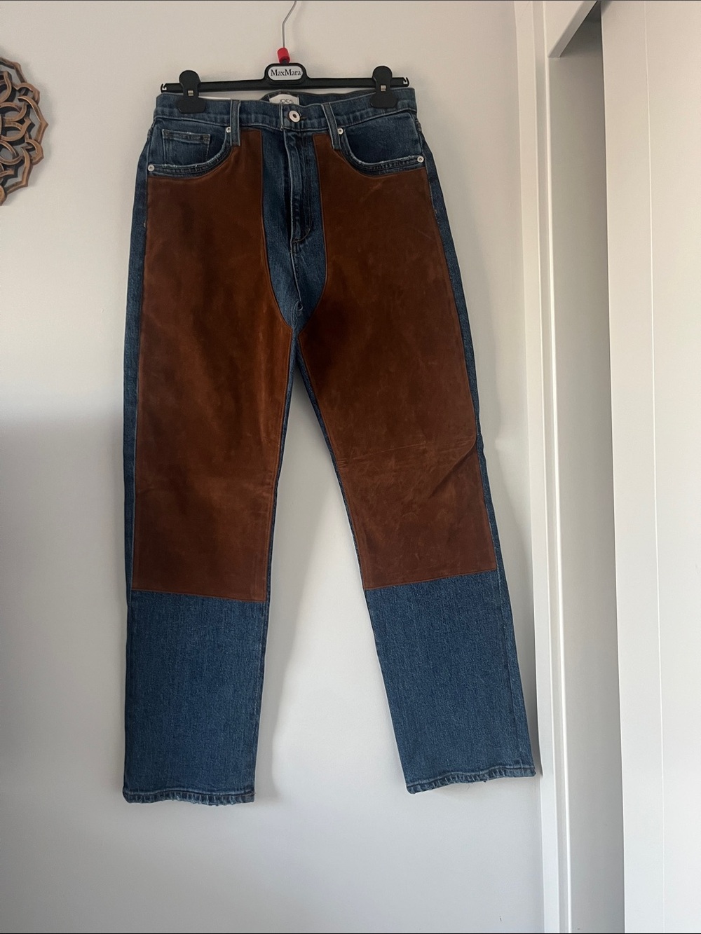 Joe's Jeans Two-Tone Brown Suede Panel Denim Jeans